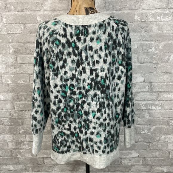 Loft Leopard Print Relaxed V-Neck Sweater - Picture 4 of 6
